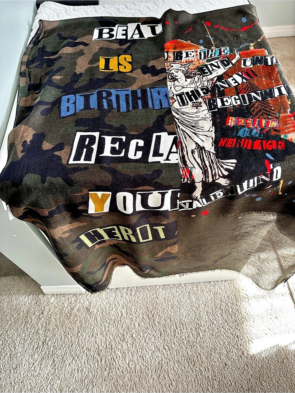 Valentino x Jamie Reid Camo Scarf, FW17, Modal Cashmere